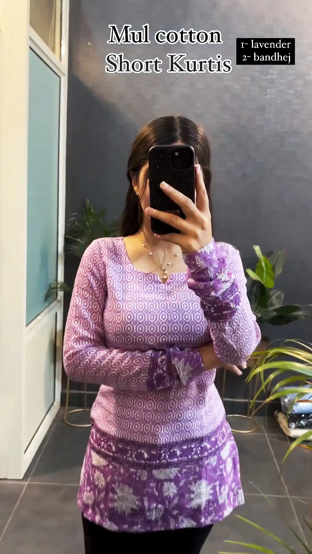 Presented New Summer Mul Short Cotton Lavender Kurtis.png